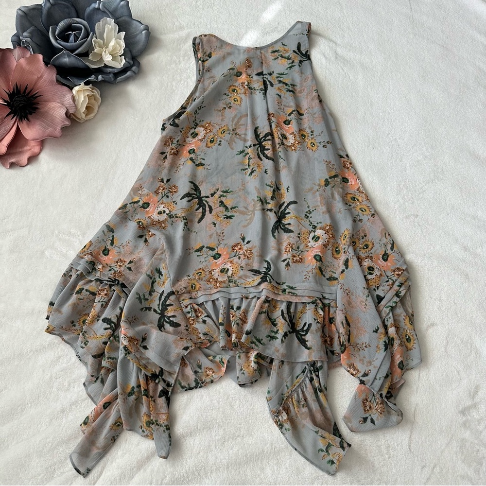 Anthro Maeve Floral Magda Handkerchief Ruffle Tunic Top Small - Picture 2 of 11